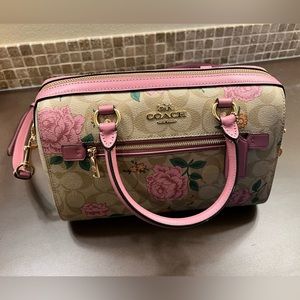 NWOT Coach Rowan Satchel In Signature Canvas (leather) Prairie Rose Print
